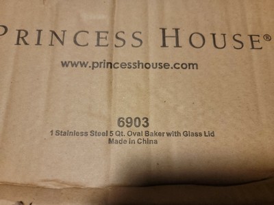 Princess House Heritage Stainless Steel 5 QT Oval Baker with Glass Lid #6903 NIB