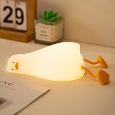 Lying Flat Duck Night Light Led Squishy Duck Lamp Cute Light Up Duck Silicone Di
