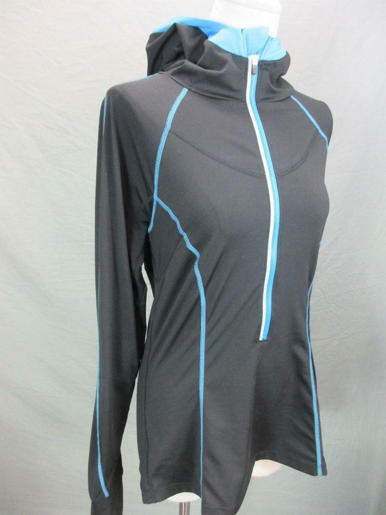 Lucy Size M Womens Black Athletic Long Sleeve 1/2 Zip Pullover Hoodie
