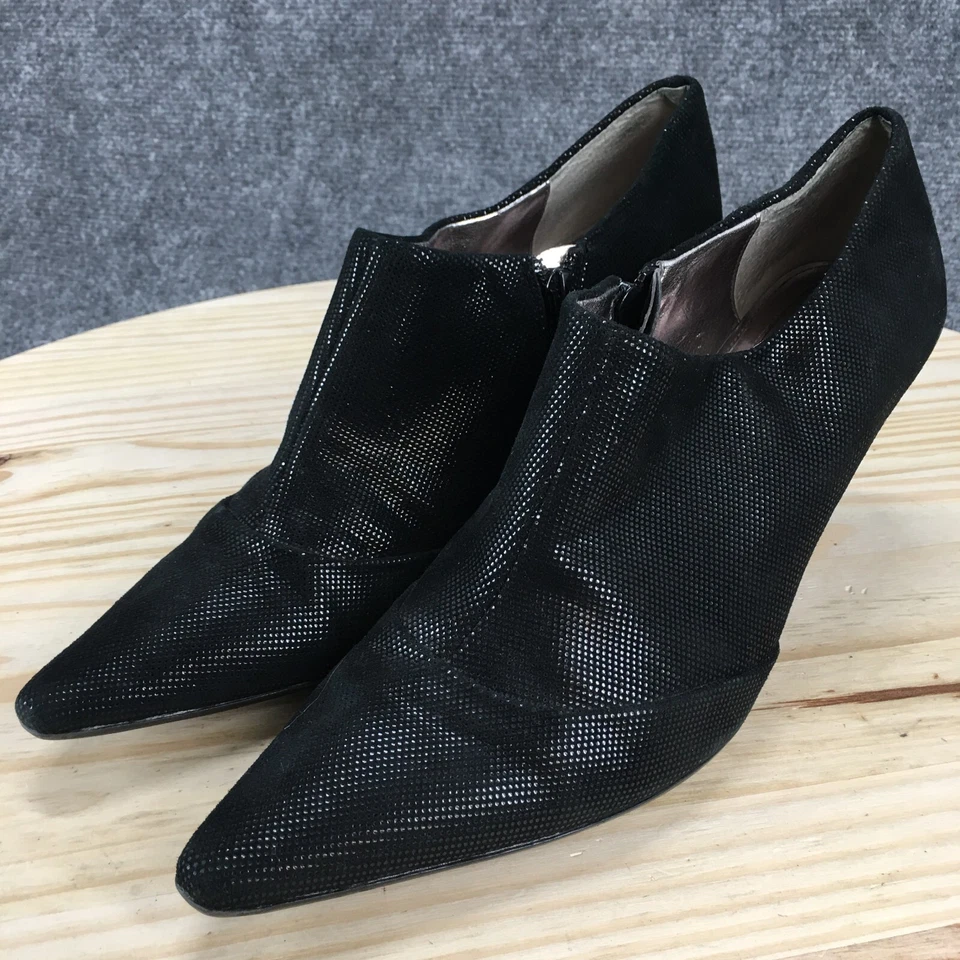 Botín Calvin Klein Tacones Mujer 10 M Dixie Stiletto Cuero Negro Cremallera Foto 3 de 4