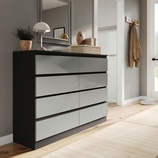 Wide Wooden Chest of 8 Drawers Bedroom Furniture Storage Bedside Modern Cabinet