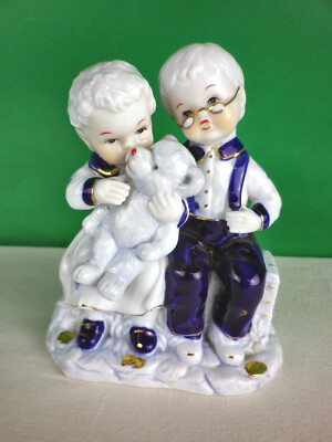 Porzellanfigur Kinderfigur Kinderpaar mit Teddy EM Exclusive Collection sn71