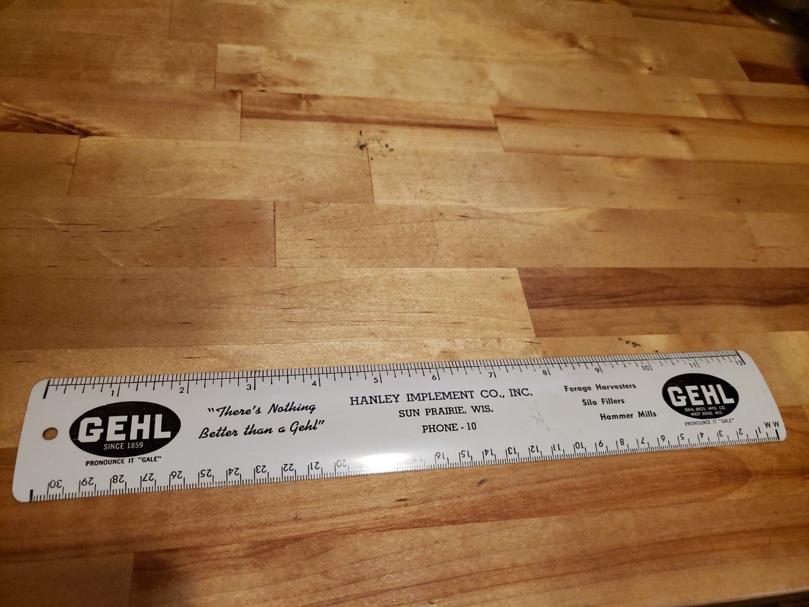 Gehl ADVERTISING Ruler HANLEY IMPLEMENT CO INC SUN PRAIRIE WI WISCONSIN