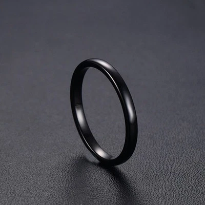 Schmaler Damen Ring Wolfram Carbid Tungsten 51 - 65 schwarz poliert - Bild 1 von 4