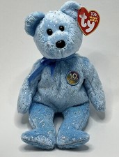 TY Beanie Baby DECADE the Bear Light Blue Version
