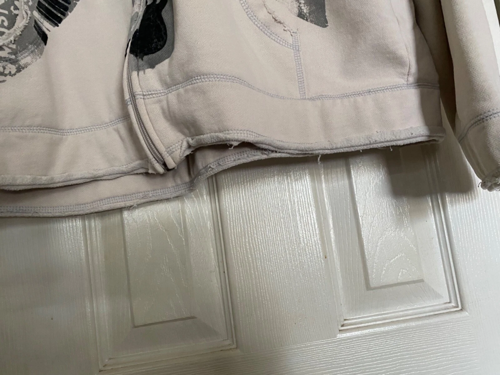 OFF WHITE Felpa con cappuccio DKNY Rock n' Roll Cross Cream Taglia XL USATA