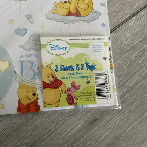 Disney Gift Wrap Winnie the Pooh New Baby *BN* BLUE - Picture 3 of 5