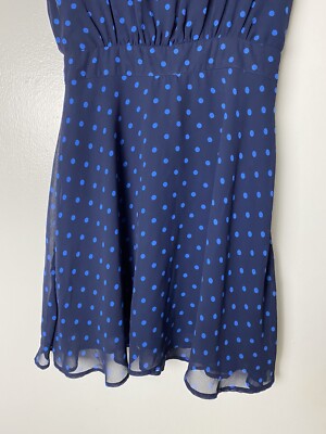 blue polka dot dress forever 21 21921 Navy Blue White Polka Dot Swing Dress 14