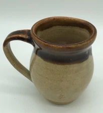 Handmade Art Pottery Coffee Mug Applied Small Dragonfly Signed 4.5”