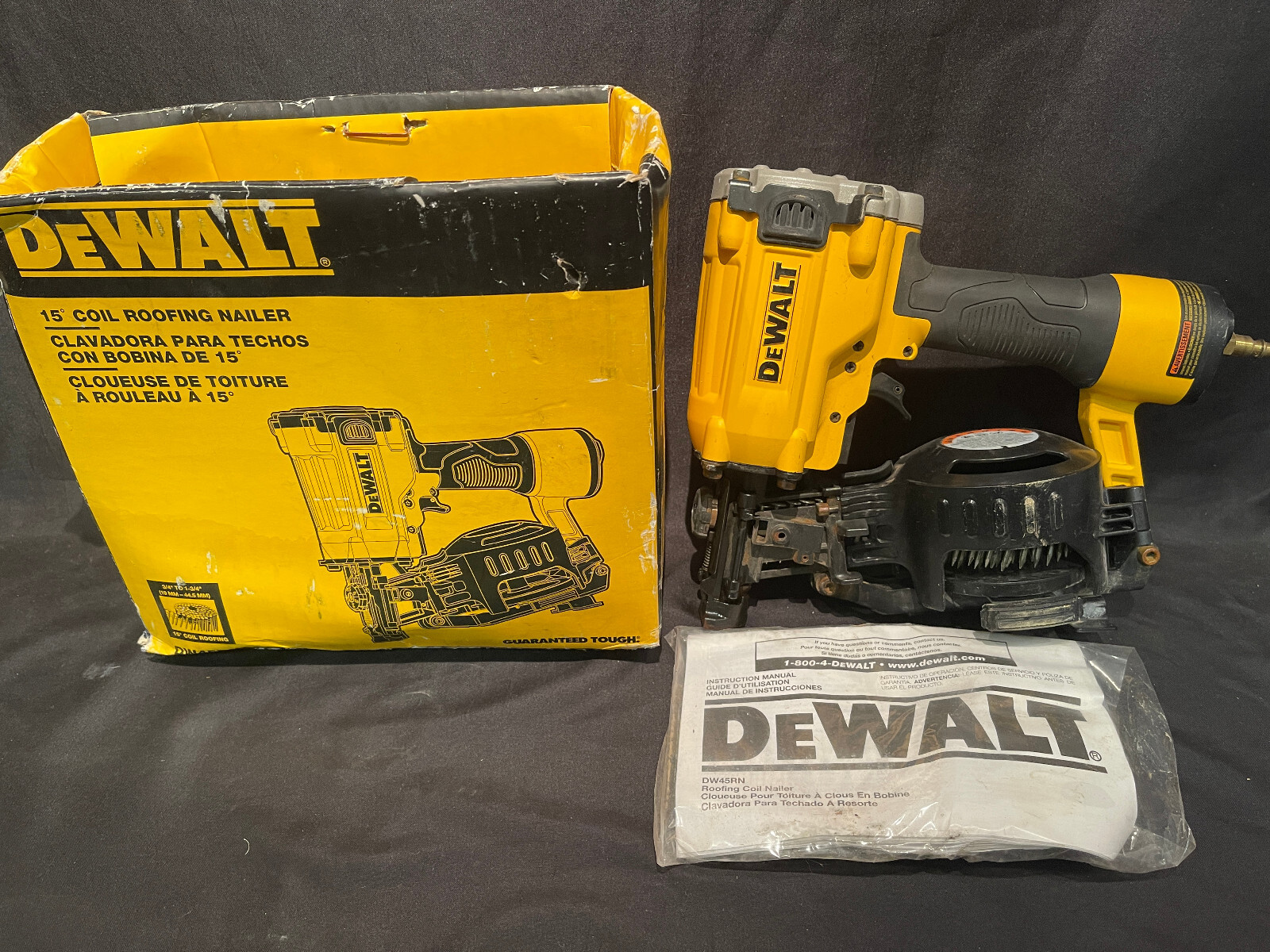 DeWalt Coil Roofing Air Nail Gun Pneumatic Nailer Asphalt Shingle