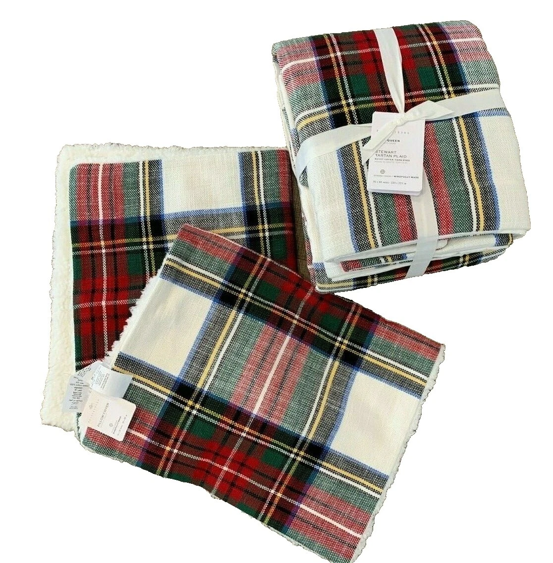 Fundas de edredón Queen Pottery Barn a cuadros y Juegos de Cama