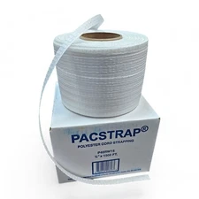 1/2"x 1500 ft. x 650 Lb Break Woven Polyester Cord Strapping (White)