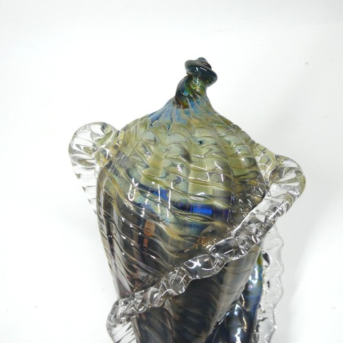 Glass Seashell 9" Signed Charles Friedman Seattle Studio Art Glass Conch Shell - Picture 10 of 13