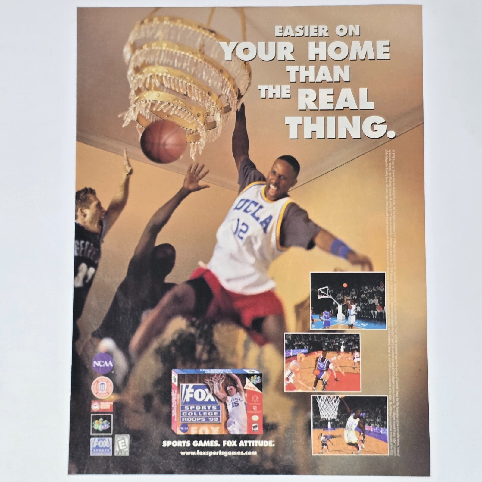 Fox Sports College Hoops 99 Nintendo 64 N64 Home Print Ad/Poster Promo Art
