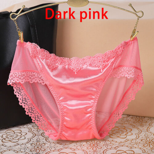 Womens Shiny Satin Lace Briefs Lingere Sexy Seamless Underwear Knickers Panties - Bild 18 von 20