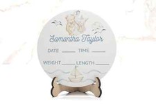 Sail Away Nautical baby announcement sign  Personalized birth stat sign