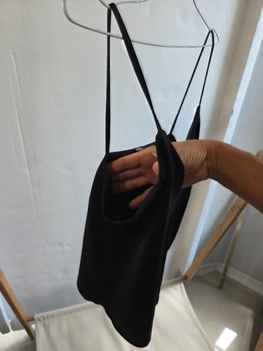 ZARA Camisole Top Women Sz L Black V Neckline Spaghetti Strap Fitted Comfortable - Picture 6 of 8