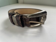 Brighton Belt S24759 Brown Croc Embossed Leather Sz SM Made in USA Tarnish