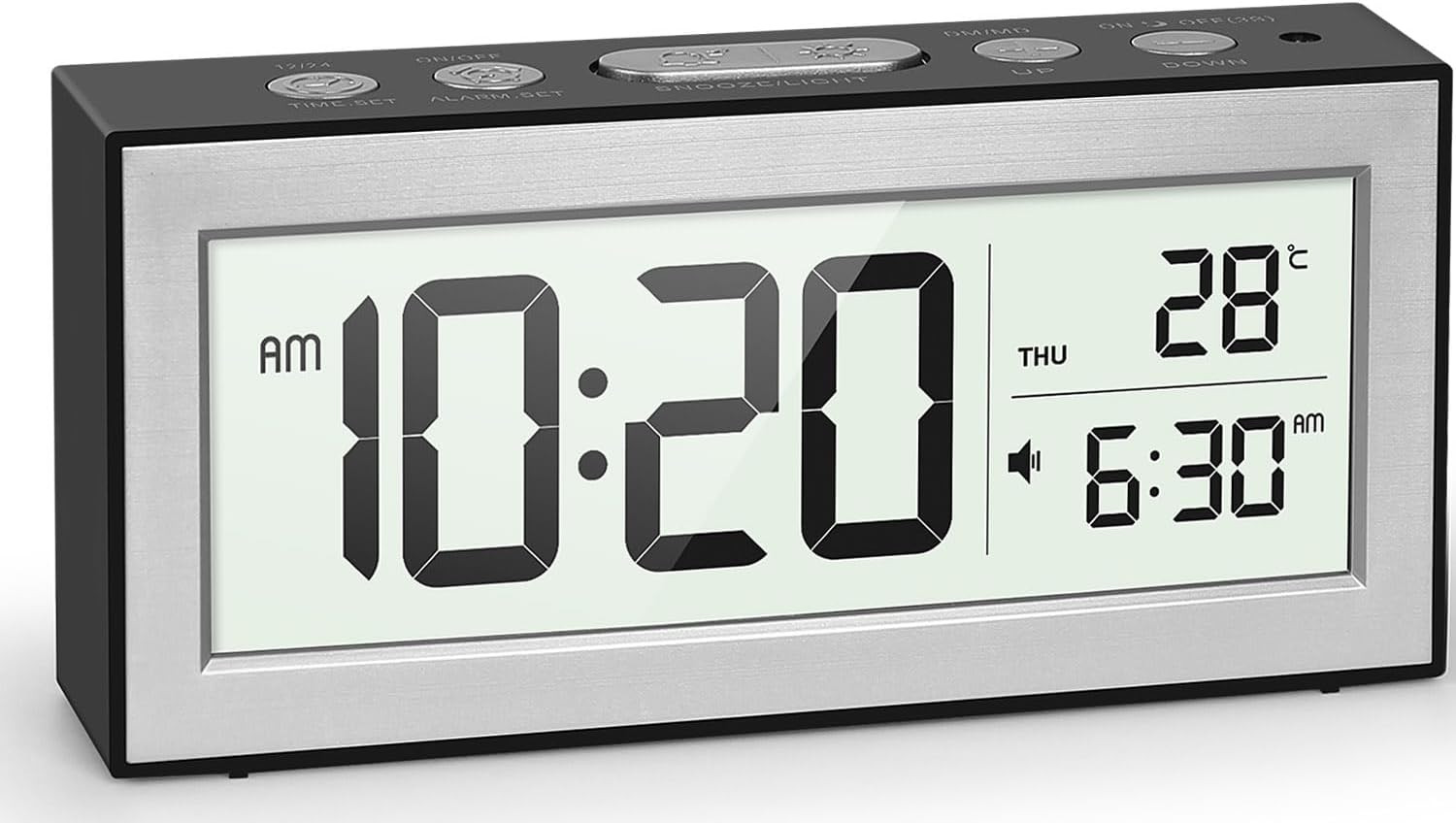 With Night Light, 5 Alarms, Snooze, Auto Brightness