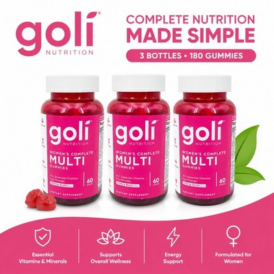 Goli Nutrition Women's Vegan Multivitamin Gummies, 60 Count Each, Lot of 3