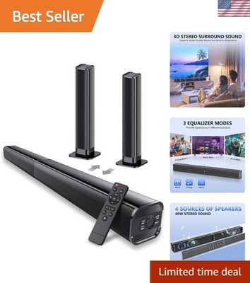 Sound Bar, 80W SoundBar for Smart TV, 2026 Bluetooth 5.3 Soundbar, Home Theat...