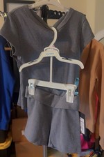 art class Girls Solid Gray Ribbed 2-Piece T-Shirt Shorts Set S 6-7