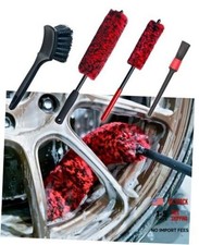 Oesee Professional 4 Pack Long Handle Wheel Brush Kit for 4 Pack Red  Black 