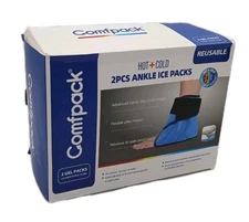 Comfpack 2 Reusable Ankle Ice Packs Wrap Pain Relief Hot Cold Therapy Foot Ice
