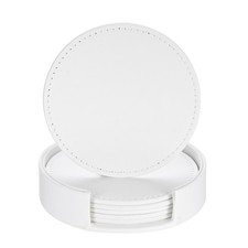 1 Set Leather Drink Coaster for Coffee Tabletop Protection White New