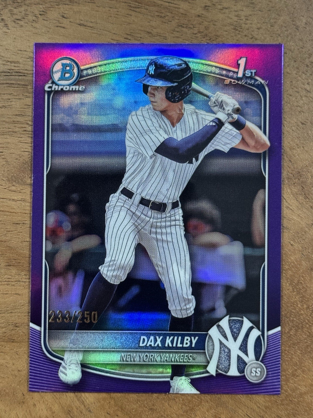 2025 BOWMAN CHROME DRAFT DAX KILBY 1ST BOWMAN PURPLE REFRACTOR /250 YANKEES SP