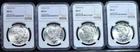LOT OF (4) 1923 D PEACE DOLLARS NGC MS 61 ALL WITH FLASHY, WATERY SILVER LUSTER