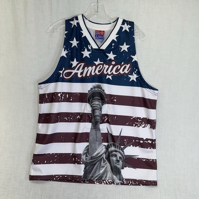 USA Drinking Team America Beer Holder Tank Jersey Men s L Patriotic Party