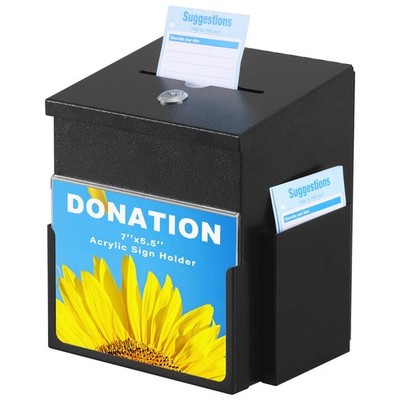 Suggestion Box with Key Lock Acrylic Sign Holder, Metal Donation Ballot Drop ...