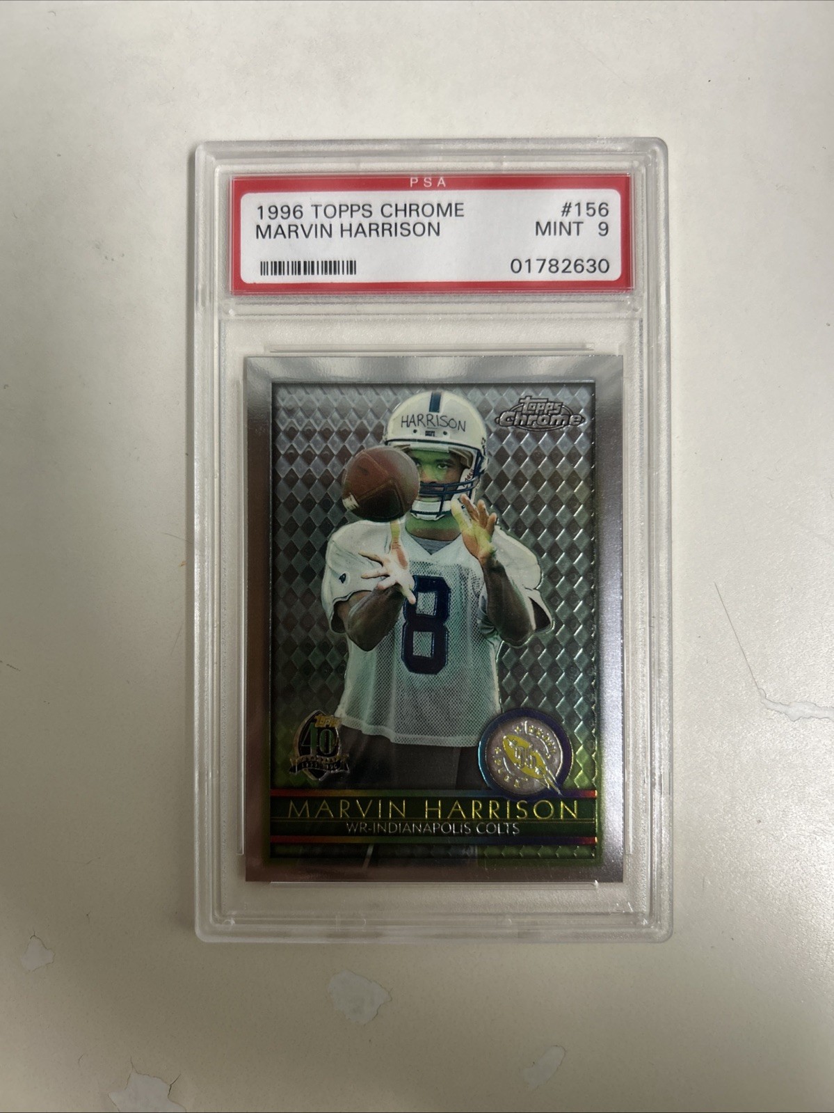 1996 TOPPS CHROME #156 MARVIN HARRISON RC Rookie HOF PSA 9