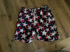 Trunks Surf Swim Co. Men's Swim Shorts Size L Red W/ Blue Stars Mesh Lined