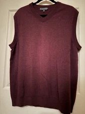 Hart Schaffner Marx Men's 2XT Maroon Sweater Vest Extra Fine Merino Wool