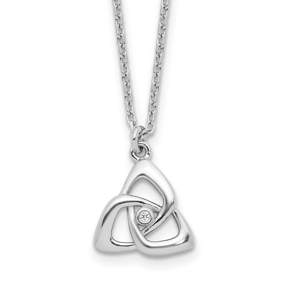 925 Sterling Silver Celtic Triangle Cubic Zirconia Necklace 16