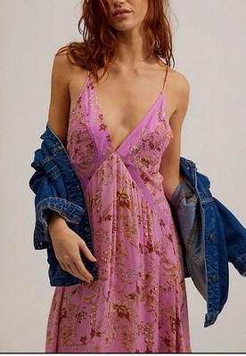 There She Goes Printed Maxi Slip by Intimately at Free People, Size: M