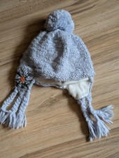 SCREAMER WINTER KNIT CAP Striped Ski Snow Beanie Ear Flaps Fleece Lined