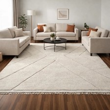 Moroccan rug Ivory rug- handmade rug, hand woven Wool Modern beni ourain style