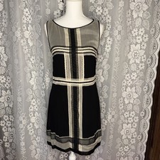 Max Studio Black & Cream Solid/Lace Color Blocked Sleeveless Dress Size Large 36