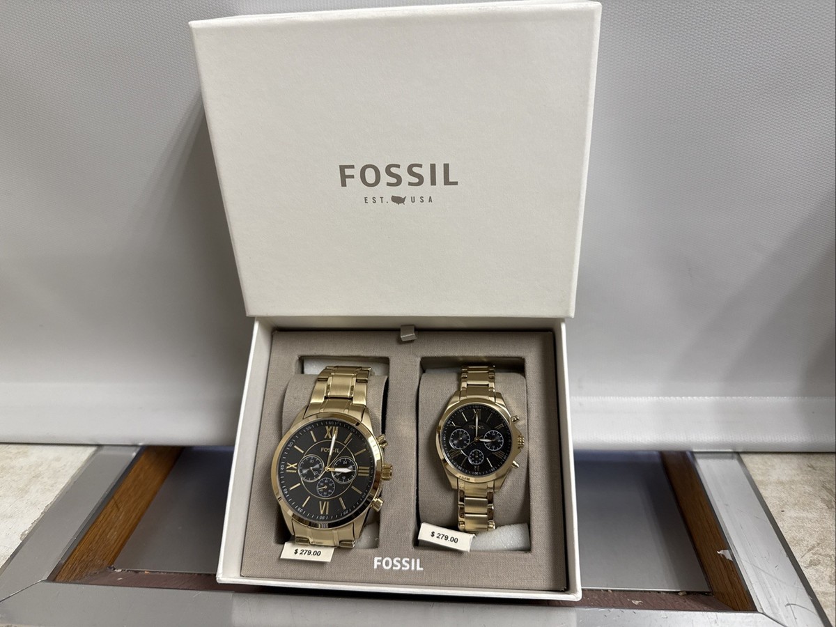 Fossil His and Her Chronograph Gold-Tone Stainless Steel Watch