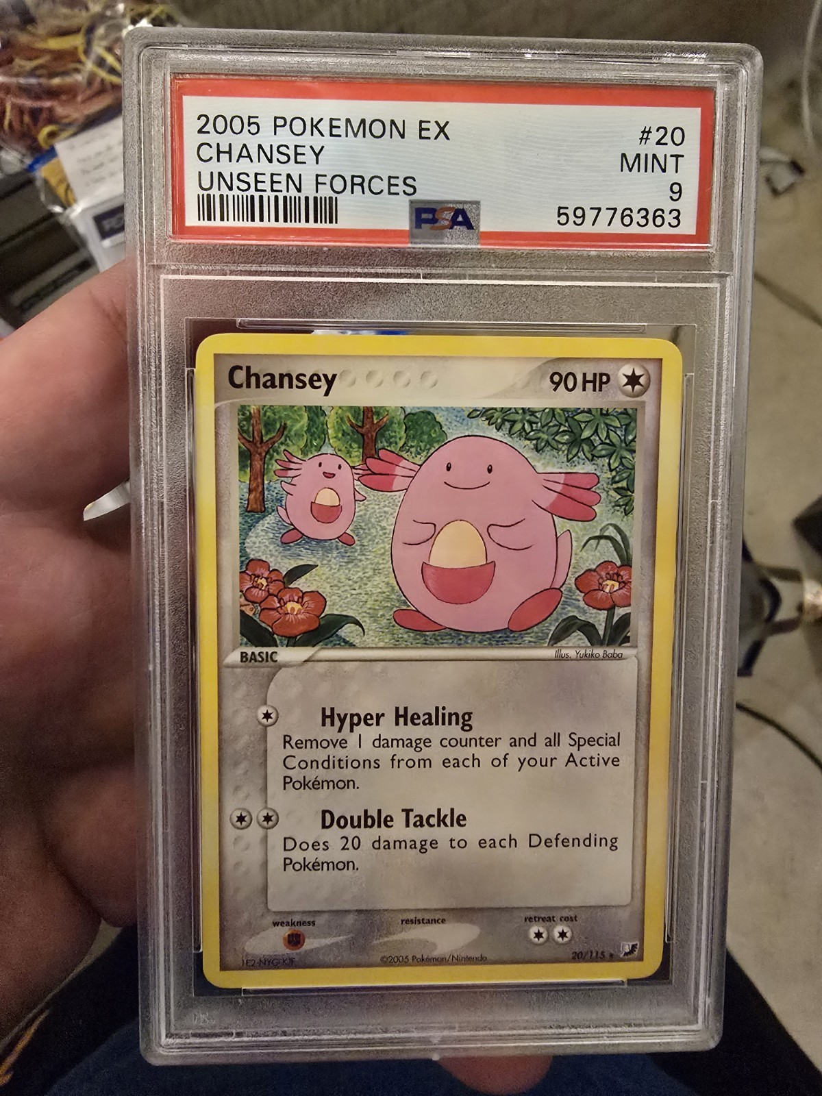 Mint PSA 9 2005  Chansey 20/115 Pokémon ex Unseen Forces Rare