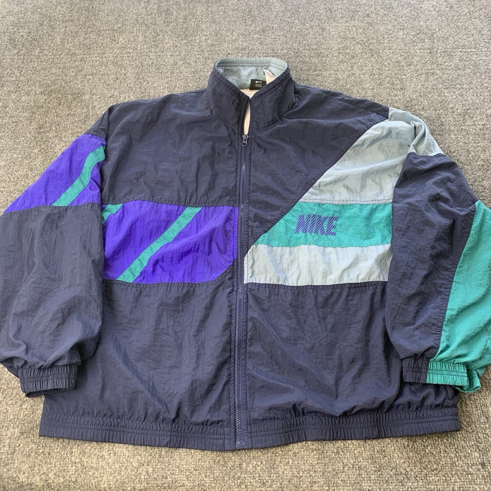 SACAI X NIKE Giacca a vento Nike vintage uomo XL blu colorblock full zip guscio nylon