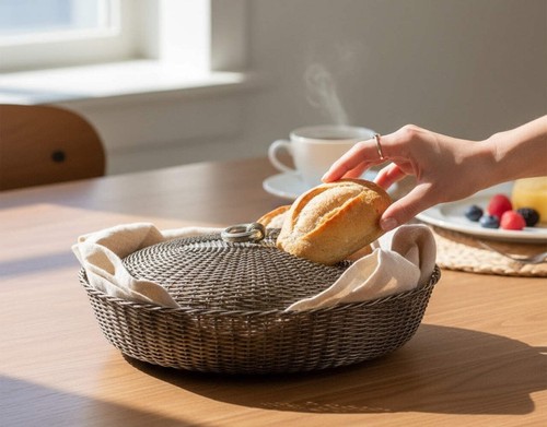 Mid-Century Israeli Silver-Plate Bread Basket with Dome Lid