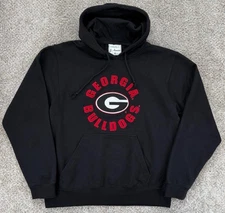 J. America Georgia Bulldogs Hoodie Mens M Black Lightweight Fleece Sweatshirt