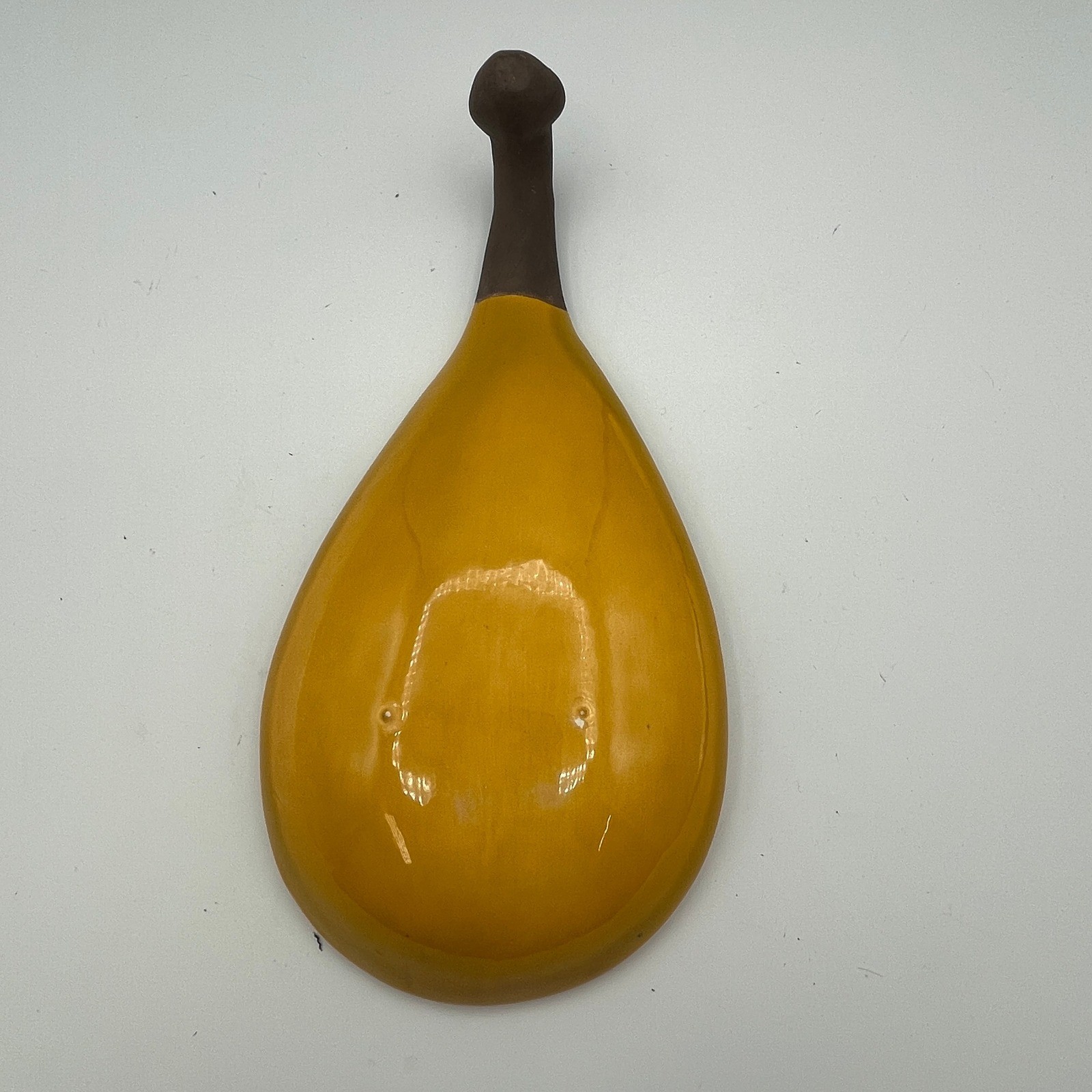 MCM Ceramic Accent Decor Ashtray Spoon Rest? Orange Yellow Glazed Drip 60's 70's