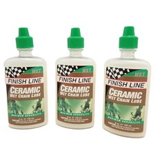 Finish Line Ceramic Wet Bike Chain Lube 4oz Bicycle Drip Lubricant 3-pack