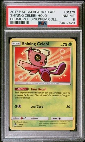 Pokémon TCG Shining Celebi SM79 Sun & Moon Black Star Promo PSA 8!