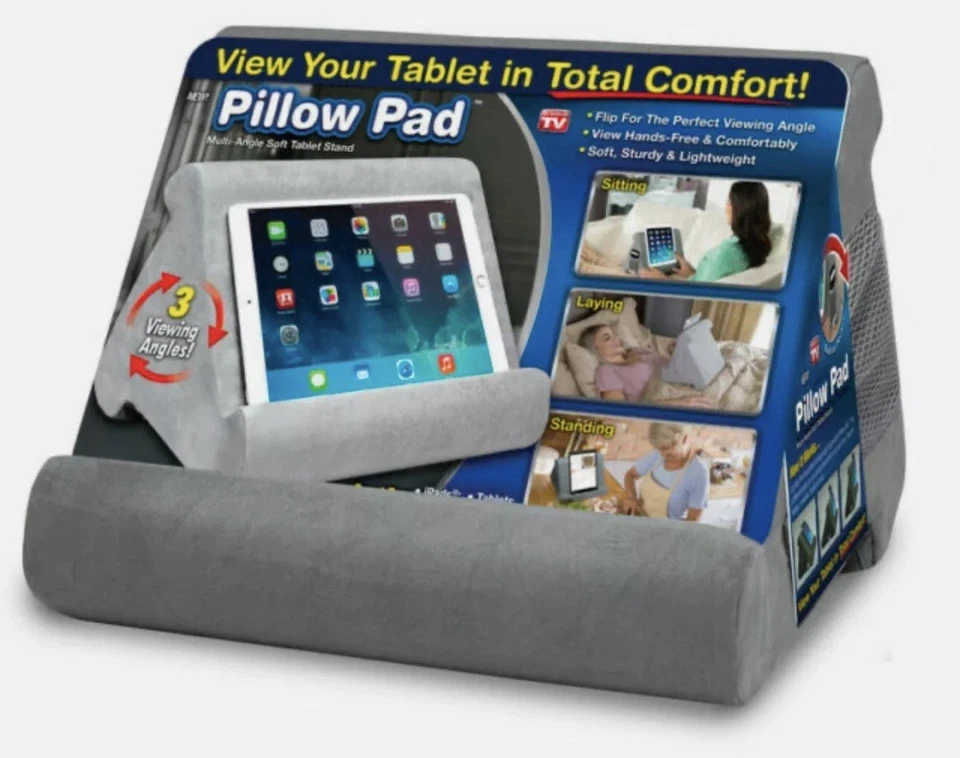 Ontel Pillow Pad Gray Deluxe Multi Angle Soft Tablet Stand NEW - Image 2 of 4